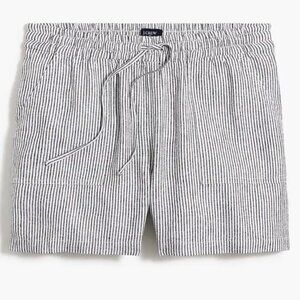 J Crew Linen Drawstring Striped Pull On Shorts Size Small white/black